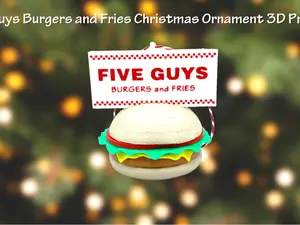 Five Guys Burgers and Fries Christmas Ornament 3D Printed