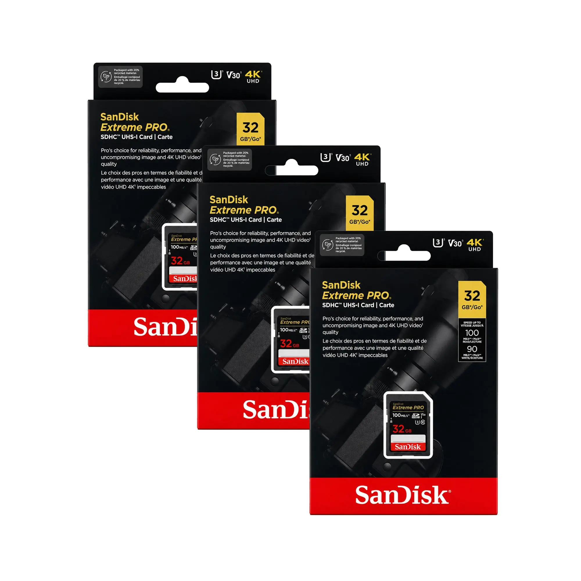SanDisk Extreme Pro 32GB SDHC UHS-I Memory Card 3-Pack