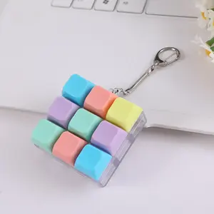Macaron Color Mechanical Keyboard Key Stress Relief Keychain, Portable Palm Sized 9-Key Clear Press Release Pendant, Ideal for Festive Gifts & Party Souvenirs