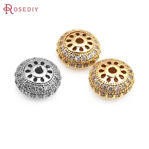 4PCS 18K Gold Color Brass Flat Round Bracelets Spacer Beads  Jewelry Accessories Making Rosediy official-website
