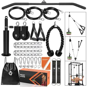 Gym Pulley System - Tricep Workout, Lat Pulldown, Biceps Curl, Triceps, , , Forearm, Weight  for Squat Rack, Garage