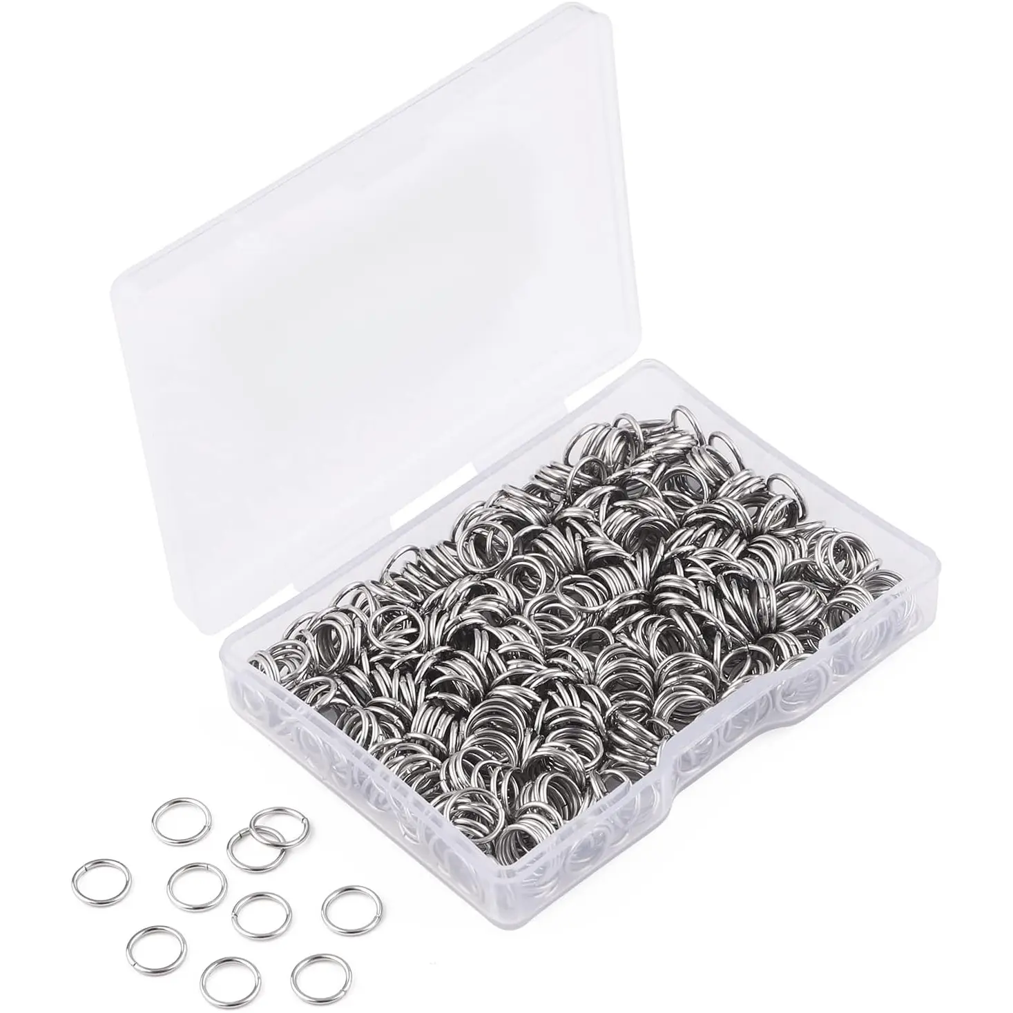 600 count 304 Stainless-Steel Jump Rings for  Making Supplies  Open Jump Rings 21 Gauge 7mm Boxed  Findings Jump Ring for DIY Bracelet Earrings Necklace Connectors O Ring