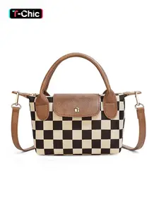 Fashion Checkered Crossbody Bags for Women - Casual Crossbody Bags Fashionable Patterned Bag New Shoulder Bags with Adjustable Strap Small Handbags Top Handle Purses Flap Crossbody Purse for Daily Gift Travel Work