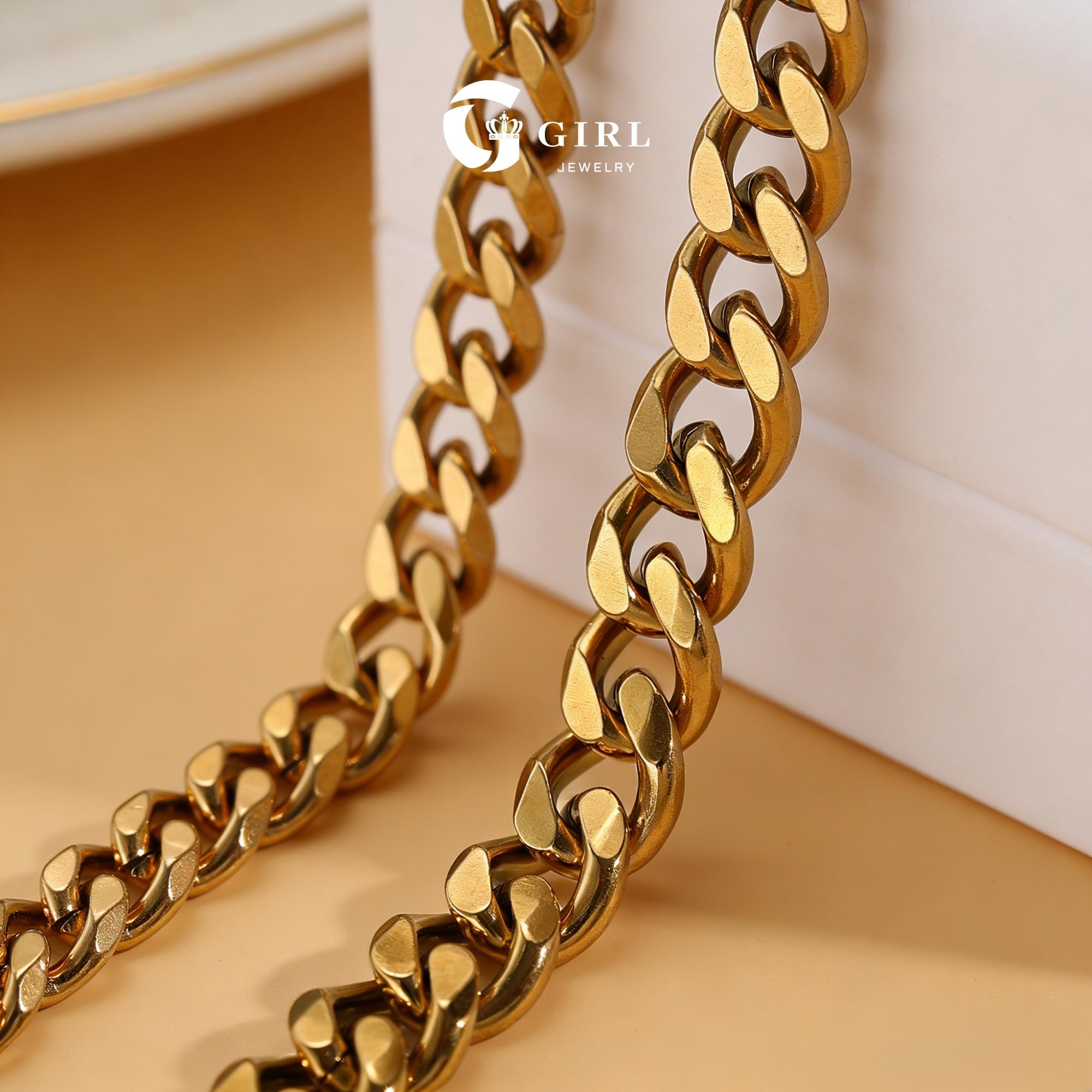 GGIRL Double-layer Chunky Cuban Link Chain Anklet for Women and Man Waterproof Adjustable Length Fashion Chic Accessories Trendy Layered Anklet Set Jewelry Gift