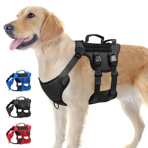 US LOCAL STOCK Hot Durable Nylon Tactical Service Dog Harness No-Pull Adjustable Reflective Vest with Dual Handles for Large Dog