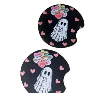 Ghost Bat Valentines Car Coaster Set of 2