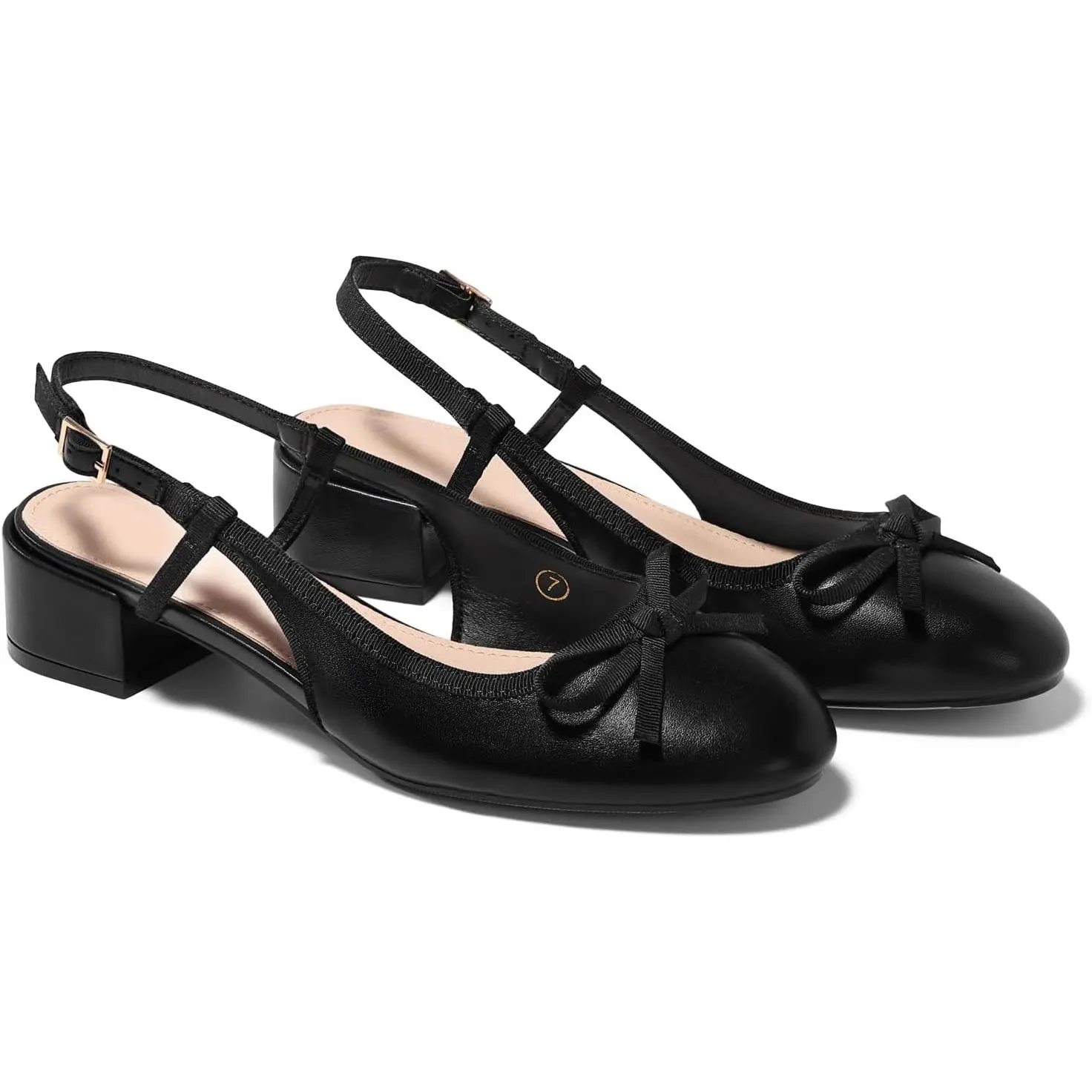 Coutgo Womens Chunky Low Heels Slingback Ballet Bow Pumps Closed Toe Wedding Dress Shoes Coutgo Womens Chunky Low Heels Slingback Ballet Bow Pumps Closed Toe Wedding Dress Shoes