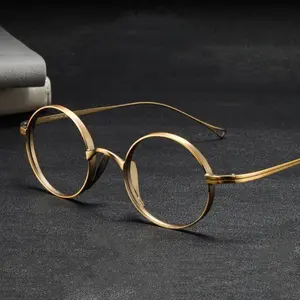 New Pure Titanium Glasses Frame Oval Shape Simple Design Eyeglasses Frames Classic Retro Eye Decoration