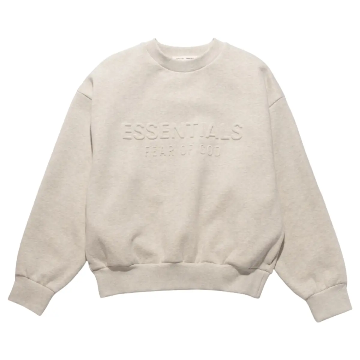 Fear of God Essentials Embossed Classic Crewneck Sweatshirt Oatmeal Heather Men's Fashion Sweatshirt New