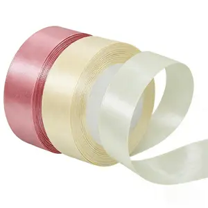 2 Rolls 41.4 Meters Satin Ribbon 25mm Wide, Beige & Vintage Root Pink Solid Color Gift Ribbon for Flawless Ramadan Gift Wrapping & Elegant Iftar Table Styling, Sophisticated Floral Bouquet Design & Wedding Ceremony Decorations, Premium DIY Craft Projects