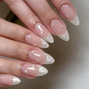 Pearl White French Nails /Custom Press On Nails/ Hand Made Press On Nails/ Faux Acrylic Nails/ Gel Nails/ Press On Nail