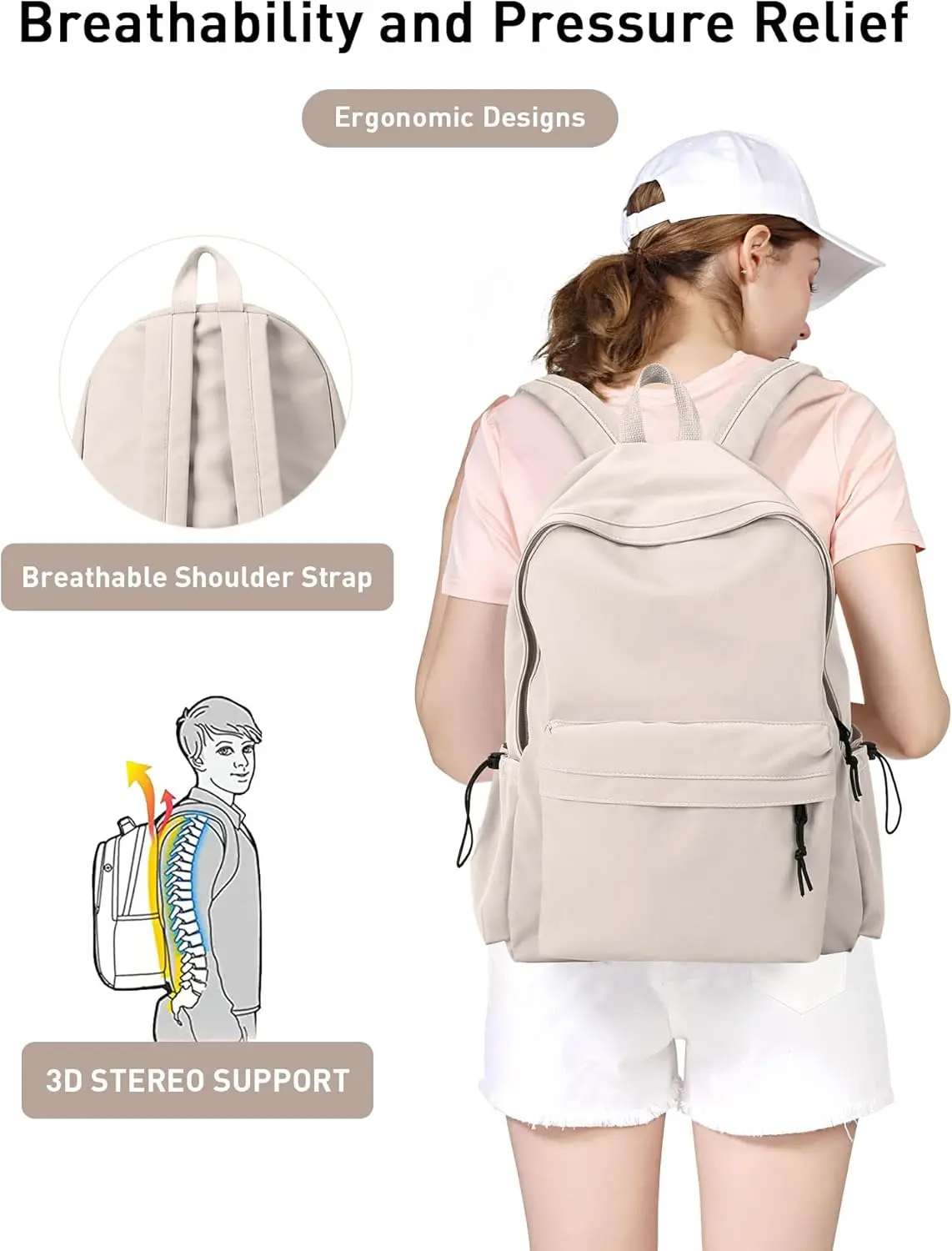 Classic White Mini Small Basic Backpack for Women Men Waterproof High School Bookbag Lightweight Casual Travel Daypack College Backpack