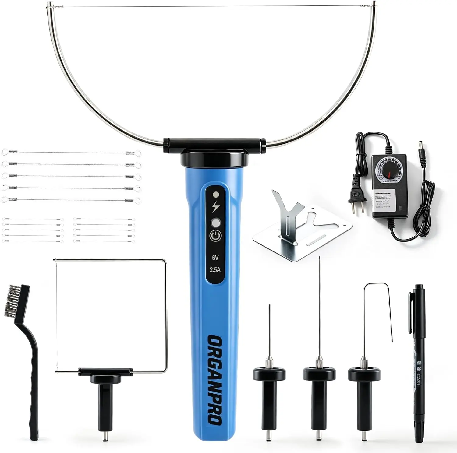 ORGANPRO 5-in-1 Hot Wire Foam Cutter Kit, Electric Foam/Styrofoam Cutting Tool with 5 Cutting Blades, Heat-Resistant Default Parts, Max 450℃ Fast Heating Hot Knife for Carving Pumpkins, Ceramic/Plastic DIY Crafts