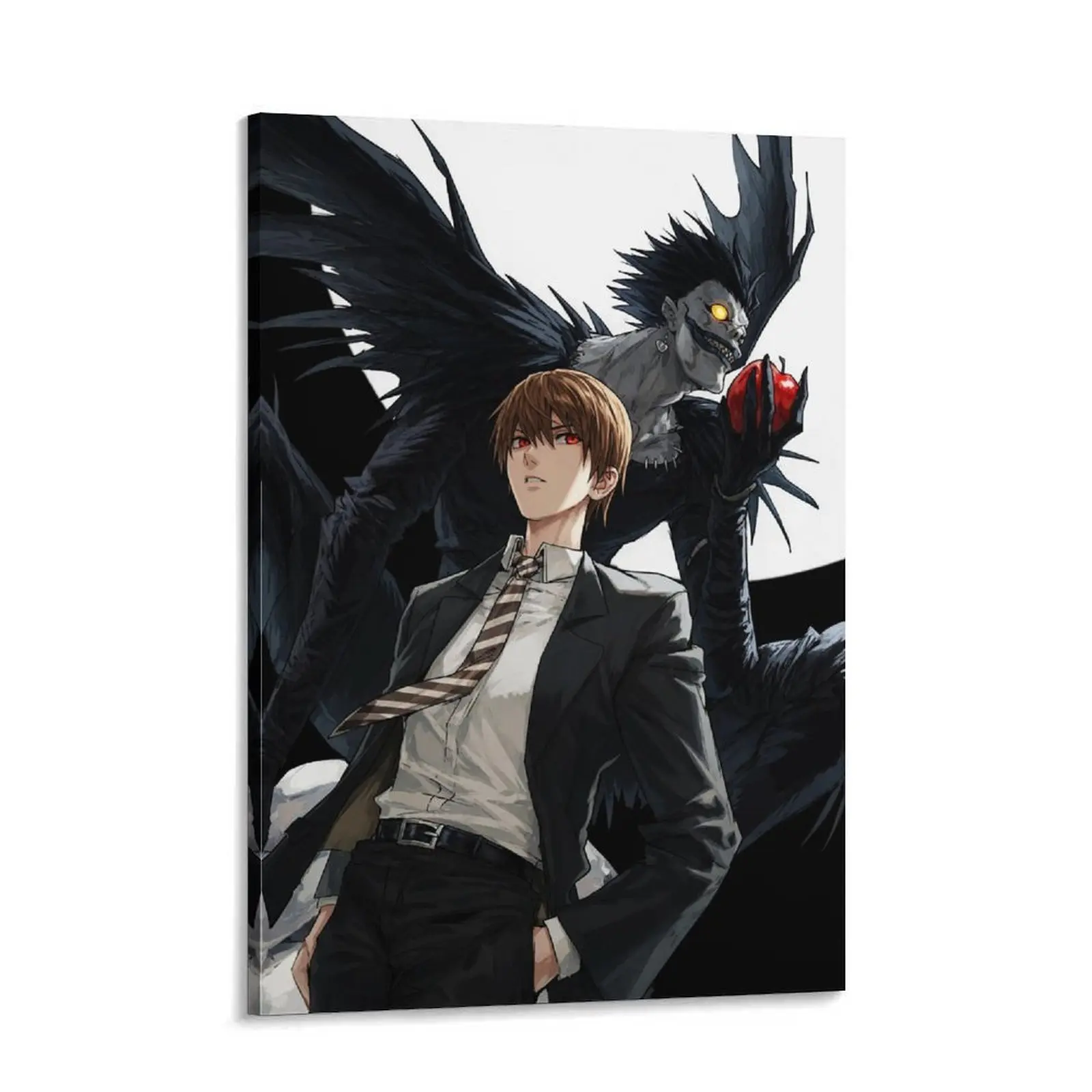 Death Note Light Yagami & Ryuk Canvas Wall Art, Anime Shinigami Red Apple Poster, Dark Gothic Manga Art Print for Bedroom Gaming Room Decor