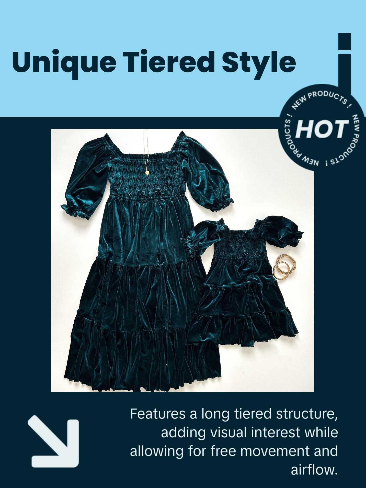 Velvet Solid Holiday Mother Daughter Matching Dresses