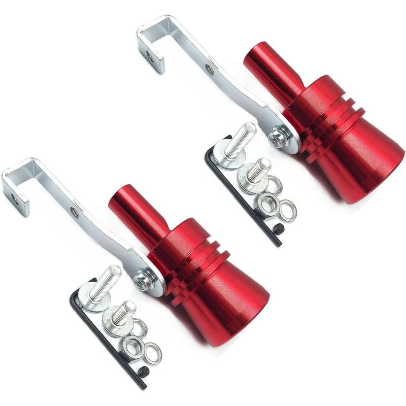2pcs XL Size Aluminum Alloy Universal Turbo Sound Exhaust Muffler Pipe Whistle Car Roar Maker Red 8-inch