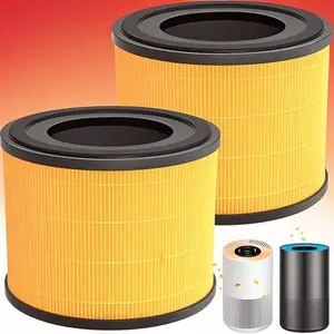 3-IN-1 H13 True HEPA Air Filter - High-Efficiency Activated Carbon Replacement for Pet Odor & Dander - 2 Pack Compatible with Air Purifiers - Washable & Durable Filtration System - Traps Allergens, Dust & Smoke Particles