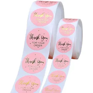 Thank You Stickers 1000 pcs, 1.5 Inch 500 Pcs and 1 inch 500 pcs, Thank You for Your Order Stickers for Packaging, Envelopes, Small Business (Pink)