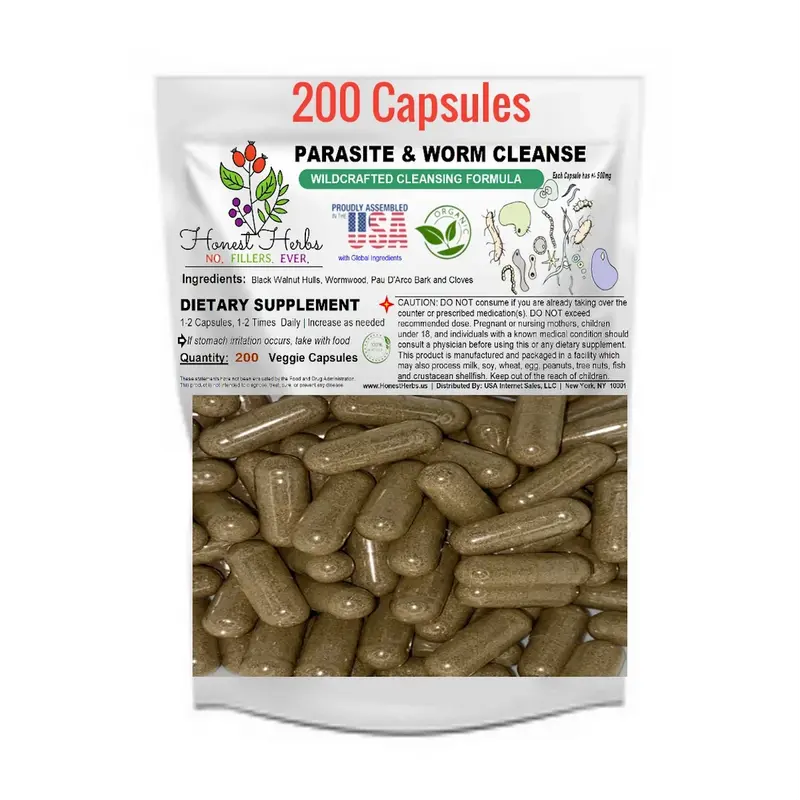 Wrm. & Para. Cleanse Clarify Blend - Black Walnut Hulls - Wormwood - Pau D'Arco Bark - Clove - 500mg - 200 Veggie Caps