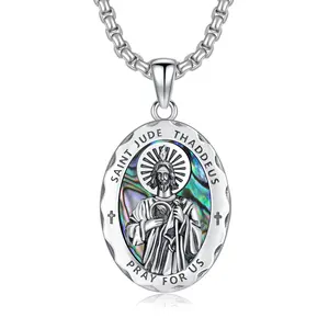 Saint Jude necklace 925 Sterling Silver Religious Protection Amulet Necklace Jewelry Gifts for Men Women