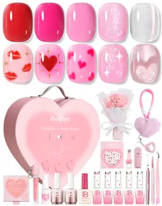 Beetles Gel Polish So In Love Collection - Glow In Love Valentine Gel Nail Polish Set, Pink Gel Nail Art Set with Base Top Coat Mini Rose Bouquet, Salon DIY at Home Valentine's Day Gift for Women Wife Girlfriend