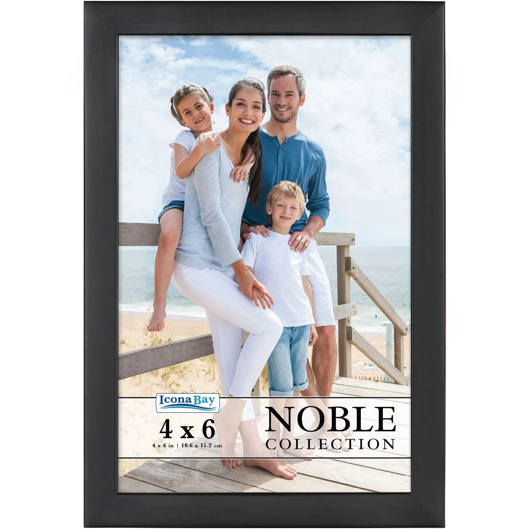 Icona Bay 4x6 Black Adjustable Piano Photo Frame - Noble Collection Modern Professional Decor, Wall-Mountable, Desk Display, Meaningful Home Decor Gift