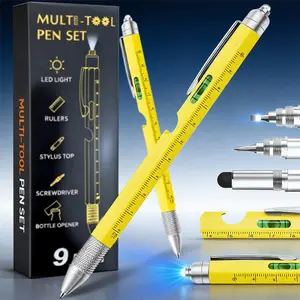 Stocking Stuffers for Men Teens Adults, 9-in-1 Multitool Pen for Men, Built-in LED Light, Multi-Function Tool with Bottle Opener, Screwdriver, Ruler, Stylus & Ballpoint Pen – Home, Outdoor & Camping Essential, Cool Gadgets
