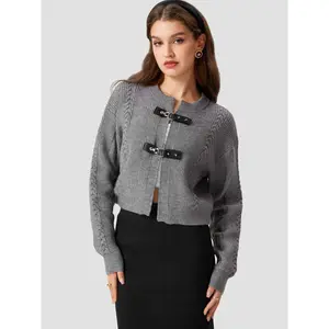Cider [size 2-10] Round Neck Buckle Cardigan