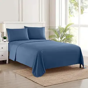 California King Sheet Sets - Breathable Luxury Sheets with Full Elastic & Secure Corner Straps Built In - 1800 Supreme Collection Cal King Deep Pocket Bedding Set, Sheet Set, California King, Denim