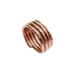 Hand Hammered Textured Copper Four Loop Ring Unisex Design with Unique Finish Lightweight Simple Everyday Accessory Solid Copper No Coating or Plating