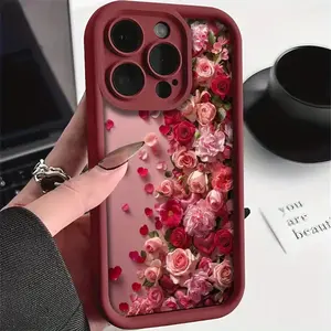 Creative rose heart petals Protective case, fun design, compatible with iPhone 17 Pro Max, 17Air, 16 Pro, 15 Plus, 14, 13, 12 and 11, TPU full screen, shockproof, stylish, scratch-resistant, soft silicone material, drop-proof