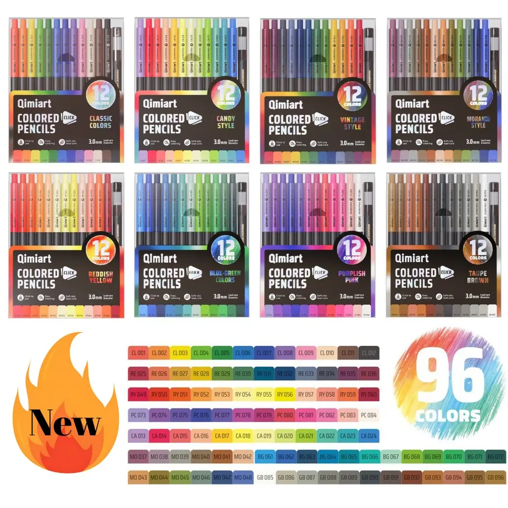 Languo 96PCS Propelling Pencil With Pencil Sharpener, Each Pen Is Labeled With A Color Number. 3mm Thickened Pencil Lead Makes Painting Easy. Suitable For Painting, Doodling, Writing, Marking, DIY