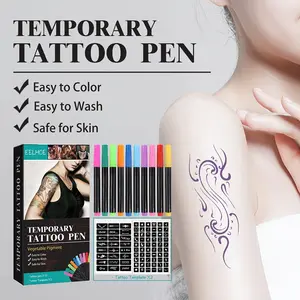 Temporary Tattoo Pen Set, Face Arm Body Multi-Color DIY Makeup Graffiti Decoration Tattoo Pens, Temporary Tattoos Kit