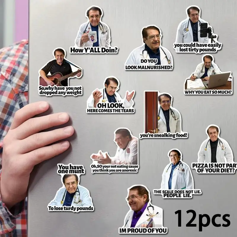 Dr. Nowzaradan Fridge Magnet, 12pcs/set Funny Doctor Pattern Magnetic Fridge Sticker, Decorative Sticker for Home Kitchen Office
