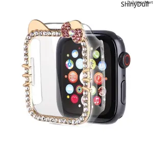 Cartoon Rhinestone Apple Watch Case, Sparkly Protective Cover 38-49mm for Series 1-11 SE Ultra/Ultra 2