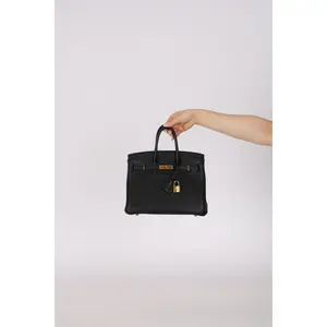 Pre-owned HERMÈS Designer Handbag/Wallet Birkin 25 Noir Togo Retourne 2009 GHW