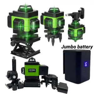 New Upgrade Jumbo battery Nivel láser 4D de 8/12/16 líneas autonivelante de línea verde, 360 Profissional Horizontal y Vertical