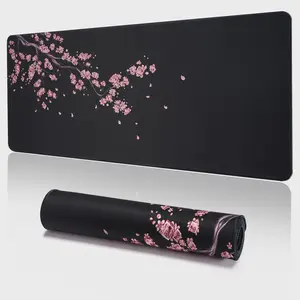 Cherry Blossom Pattern Gaming Keyboard Mouse Pad, 1 Count Extended Keyboard Mouse Pad for Gaming, Fun Desktop Accessories, Non-slip Mouse Mat, Folding Washable Desk Mat with Non-slip Base for Work Gaming Home Office Accessories