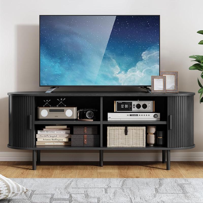 【Valentine's Day Gift】ONBRILL Modern Wood TV Stand with Storage and Shelves to Fit up to 80" TVs, Living Room Furniture