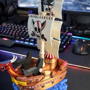 One Piece Ship Stand Fan Made Controller Holder with Skull Flag and Pirate Theme