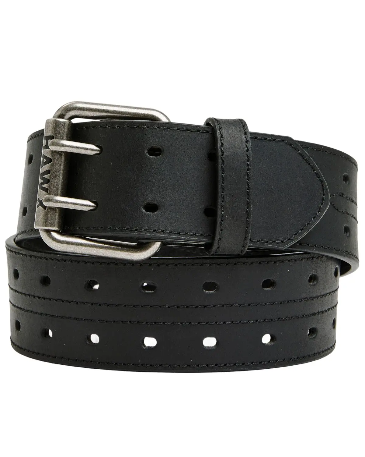 Hawx Men's Men'S Mill Double Perforated Center Wide Leather Belt - Hxaho25bt2-Blk