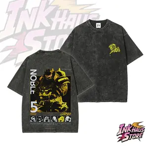 *Noble Team* design from the Halo series of games, specifically Spartan Jorge-052  (Noble 5)--Short Sleeve Cotton Unisex Retro wash Tee