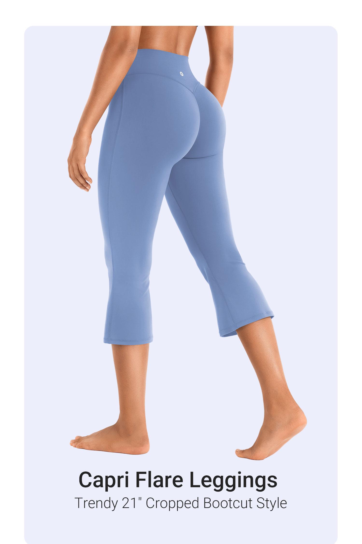 YEOREO Womens Cropped Flare Capri Leggings High Waisted Hidden Scrunch Yoga Pants Buttery Soft Athletic Lounge Pants sohochic