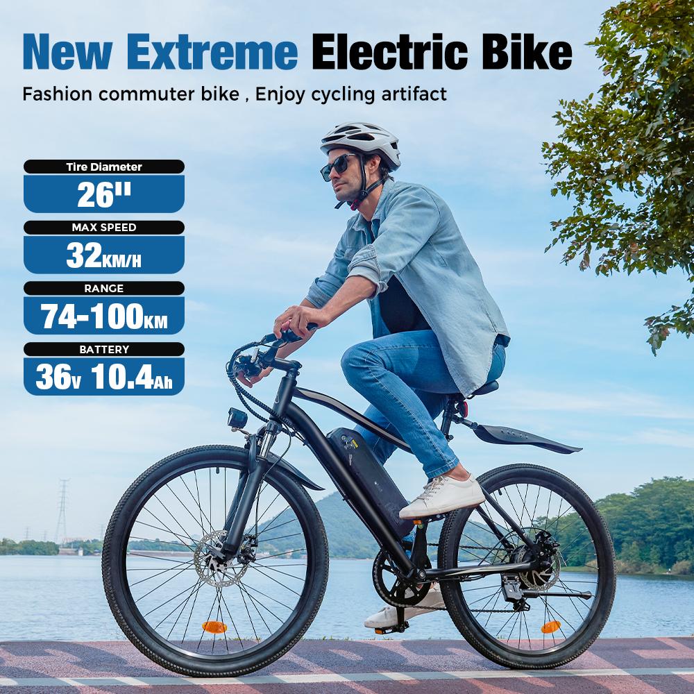 Adult Electric Bicycle 750W | 60 Miles Long Range, Removable Battery, 5 Speed, Shock Absorber