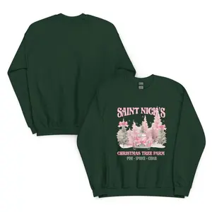 Saint Nick's Christmas Tree Farm Sweatshirt, Funny Xmas Holiday Shirt, Pink Vintage Truck Christmas Top, Festive Holiday Apparel, Cute Christmas Tree Farm Tee, Cozy Winter Sweatshirt, Pine Spruce Cedar Shirt, Holiday Spirit Outfit Classic Hoodie
