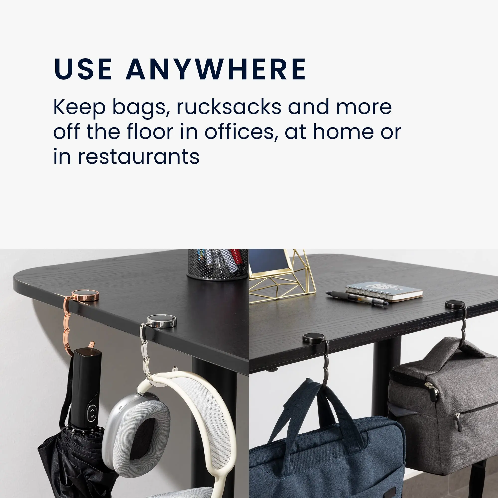 2Pcs Women’s Anti-Slip Metal Foldable Bag Hanger Hook, Portable Table Desk Purse Holder, Handbag Hook Set With Multiple Patterns, Travel Office Restaurant Under Table Bag Holder, Fashion Purse Accessory Gift For Women