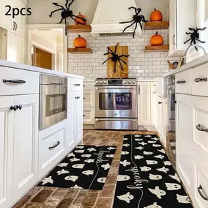 Halloween Ghost Design Carpet Set, Kitchen Floor Decor, 1-3 Pieces Long Mats, Perfect for Parties & Events, Home Living Room Bedroom Outdoor Garden Decoration