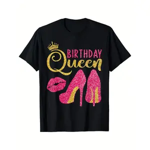 Birthday Queen Crew T Shirt for Women Girls Comfortable Graphics Print AllSeason Tee for Daily Outdoor Activities