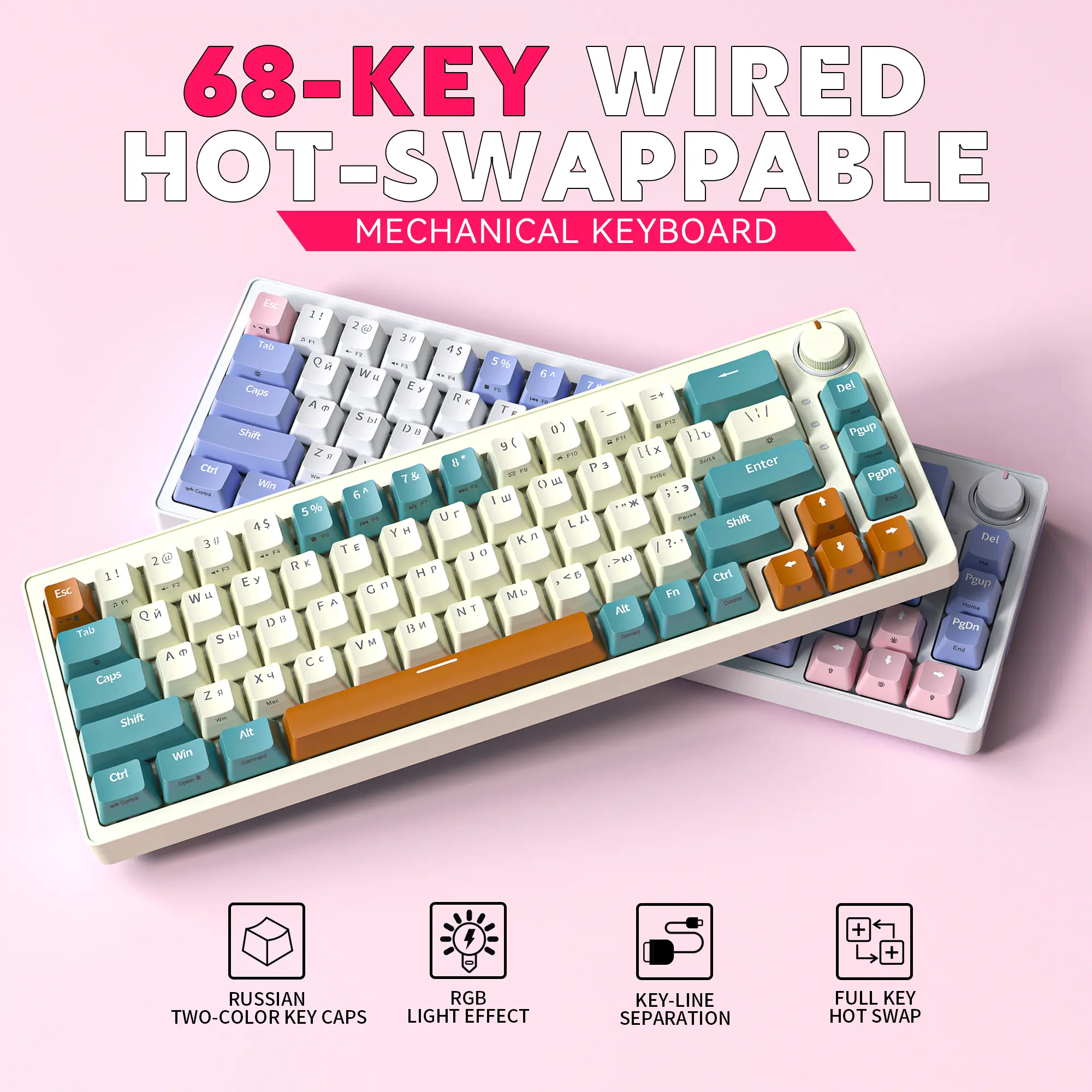 ZIFRIEND ZA68 65% Mechanical Keyboard with Rotary Knob Hot
