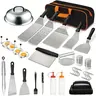 33PCS Griddle Accessories Kit, Flat Top Grill Accessories Set for Blackstone and Camp Chef, Grill Spatula Set with Enlarged Spatulas, Basting Cover, Scraper for Outdoor BBQ Fathersdaygift Utensils tiktokshopspringglowup Summervibes